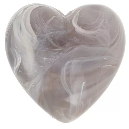 Cuenta corazón de resina opaca 17x18 mm - Gris jaspeado x1