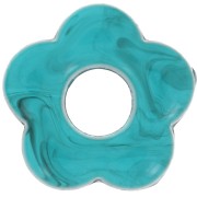 Colgante flor acrílico translúcido 20 mm - mármol azul petróleo x1