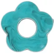 Colgante flor acrílico translúcido 20 mm - mármol azul petróleo x1