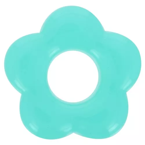 Colgante flor acrílico translúcido 20 mm - Azul turquesa x1