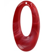 Colgante calado ovalado de resina opaca 47x26 mm - Rojo jaspeado x1