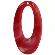 Colgante calado ovalado de resina opaca 47x26 mm - Rojo jaspeado x1