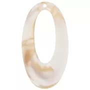 Colgante calado ovalado de resina opaca 47x26 mm - Beige jaspeado - marrón x1