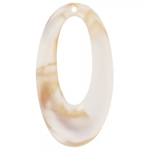 Colgante calado ovalado de resina opaca 47x26 mm - Beige jaspeado - marrón x1
