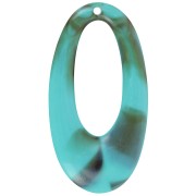 Colgante calado ovalado de resina opaca 47x26 mm - Mármol turquesa x1|raw }}