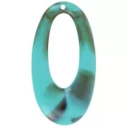 Colgante calado ovalado de resina opaca 47x26 mm - Mármol turquesa x1
