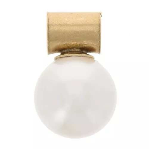 Dije de perla de imitación de 6 mm con gancho de tubo -Relleno de oro (oro laminado) x1
