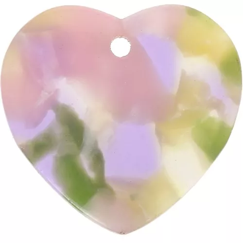 Lentejuela corazón acetato 15x16,5 mm - carey - verde violeta x1
