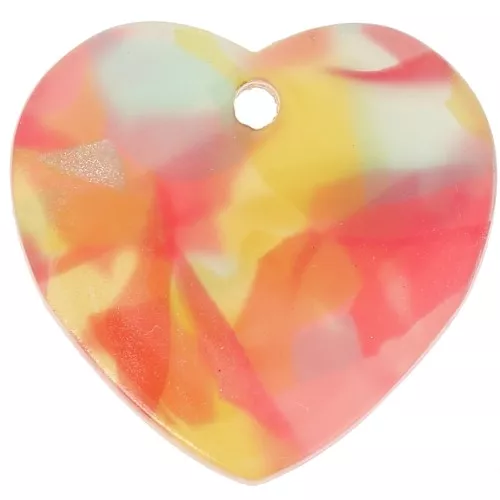 Lentejuela acrílica corazón 15x16,5 mm - Rojo carey - Azul x1