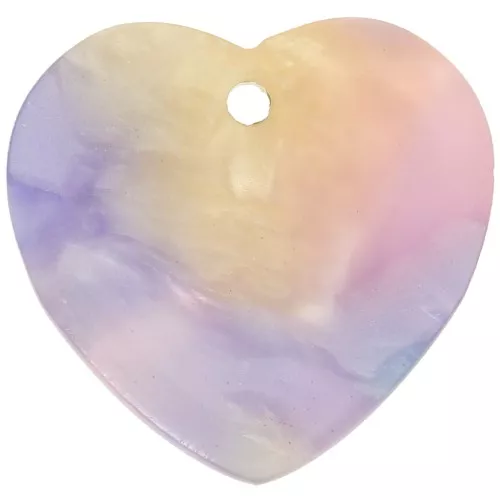 Lentejuela corazón acetato 15x16,5 mm - Azul carey - Rosa x1