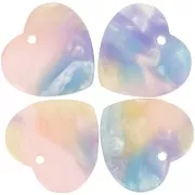 Lentejuela corazón acetato 15x16,5 mm - Azul carey - Rosa x1