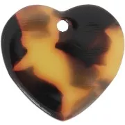 Lentejuela corazón acetato 15x16,5 mm - carey - marrón - negro x1