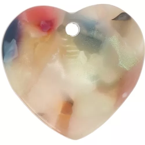 Lentejuela Corazón Acetato 15x16,5 mm - Carey - Beige - Multicolor x1