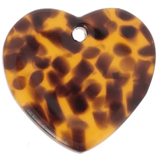 Corazón de lentejuelas 15x16,5 mm en acetato - Marrón terrazo - Negro x1