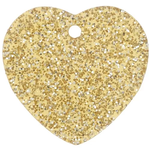 Lentejuela corazón acrílico 15x16,5 mm - Purpurina dorada x1