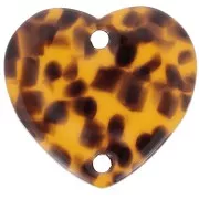 Entrepieza - Intercalaire coeur 15x16.5 mm en acétate - Terrazzo Marron - Noir x1 Intercalaire coeur 15x16.5 mm en acétate - Terrazzo Marron - Noir x1