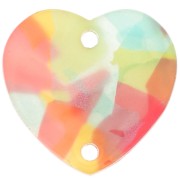 15x16.5 mm Entrepieza Corazón Acrílico - Carey Rojo - Azul x1|raw }}