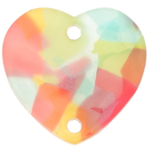 15x16.5 mm Entrepieza Corazón Acrílico - Carey Rojo - Azul x1