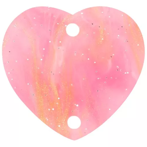Entrepieza corazón acrílico 15x16,5 mm - Rosa jaspeado purpurina x1