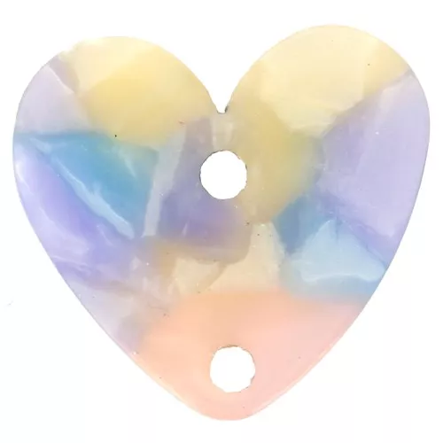 Corazón de acetato 14x15 mm - Azul carey - Rosa x1