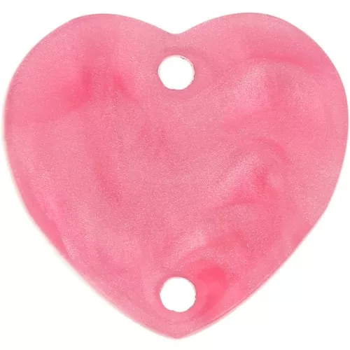 Entrepieza acrílico corazón 15x16,5 mm - Rosa nacarado x1