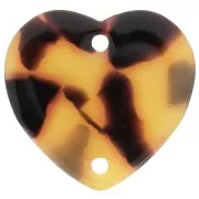 Entrepieza - Intercalaire coeur 15x16.5 mm en acétate - Ecaille de tortue - Marron - Noir x1 Intercalaire coeur 15x16.5 mm en acétate - Ecaille de tortue - Marron - Noir x1