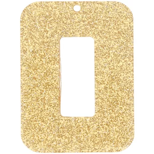 Colgante acrílico rectángulo hueco 40x30 mm - Purpurina dorada x1