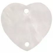 Entrepieza acrílico corazón 15x16,5 mm - Blanco nacarado x1