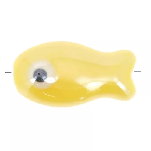 Cuenta pez de cerámica 10x19 mm - Amarillo x1