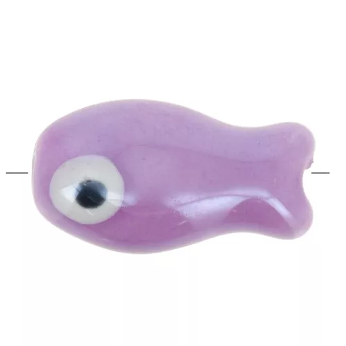 Cuenta pez de cerámica 10x19 mm - Violeta x1