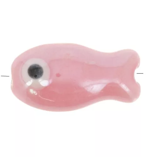 Cuenta pez de cerámica 10x19 mm - Rosa Vintage x1