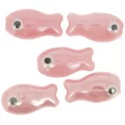 Cuenta pez de cerámica 10x19 mm - Rosa Vintage x1