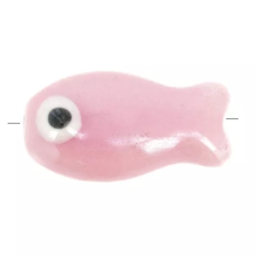 Cuenta pez de cerámica 10x19 mm - Rosa x1