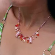 Cuenta pez de cerámica 10x19 mm - Rosa x1