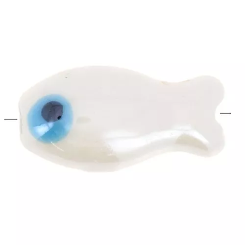 Cuenta pez de cerámica 10x19 mm - Blanca x1