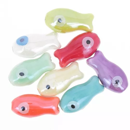 Peces de cerámica surtidos 10x19 mm - Multicolor x8