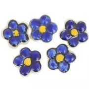 Cuenta flor de cerámica 17 mm - Azul x1