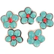 Cuenta flor de cerámica 17 mm - Turquesa x1