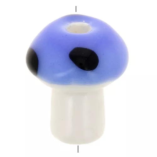 Cuenta seta de cerámica 12 mm - azul - blanco x1