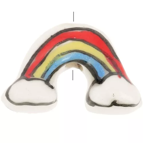 Cuenta arco iris de cerámica 12x18 mm - Multicolor x1