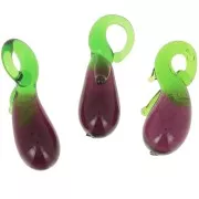 Colgante de cristal berenjena 24x8 mm - Violeta - Verde x1