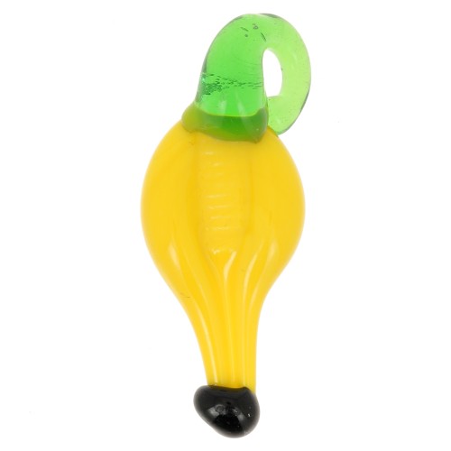Charm de plátano de cristal 31x12 mm - Amarillo - Verde x1