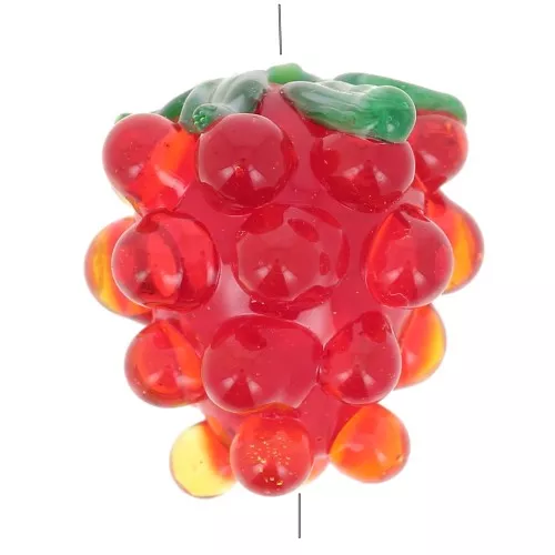 Cuenta de cristal frambuesa 14x12 mm - Rojo - Verde x1