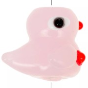Cuenta de cristal con forma de pato, 19,5 x 16 mm - Rosa x1