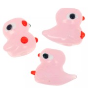Cuenta de cristal con forma de pato, 19,5 x 16 mm - Rosa x1