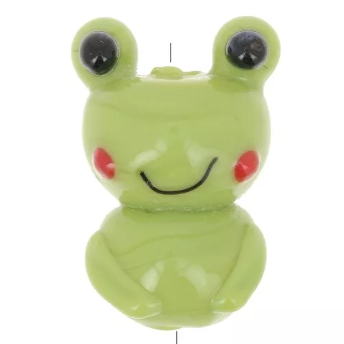 Cuenta rana de vidrio 22x14 mm - Verde x1