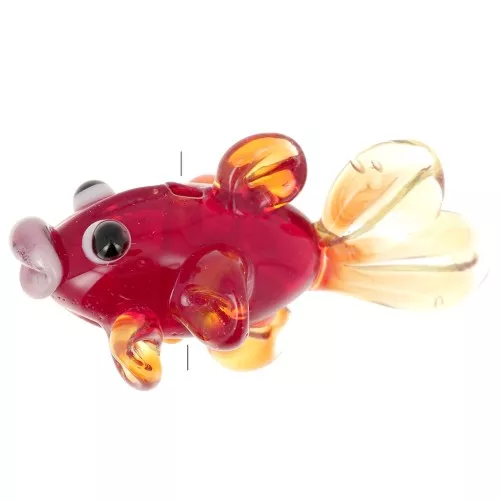 Cuenta pez de vidrio 16x31 mm - Roja x1