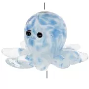 Cuenta pulpo de vidrio 14x24 mm - Azul - Blanco x1