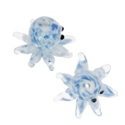 Cuenta pulpo de vidrio 14x24 mm - Azul - Blanco x1