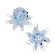 Cuenta pulpo de vidrio 14x24 mm - Azul - Blanco x1